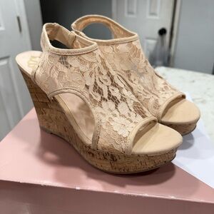 Elegant Lace Wedge Sandals